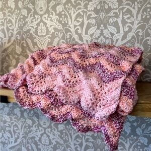 Crochet Handmade Baby Blanket Dark, Light and Bright Pinks 45” x 48” NEW!